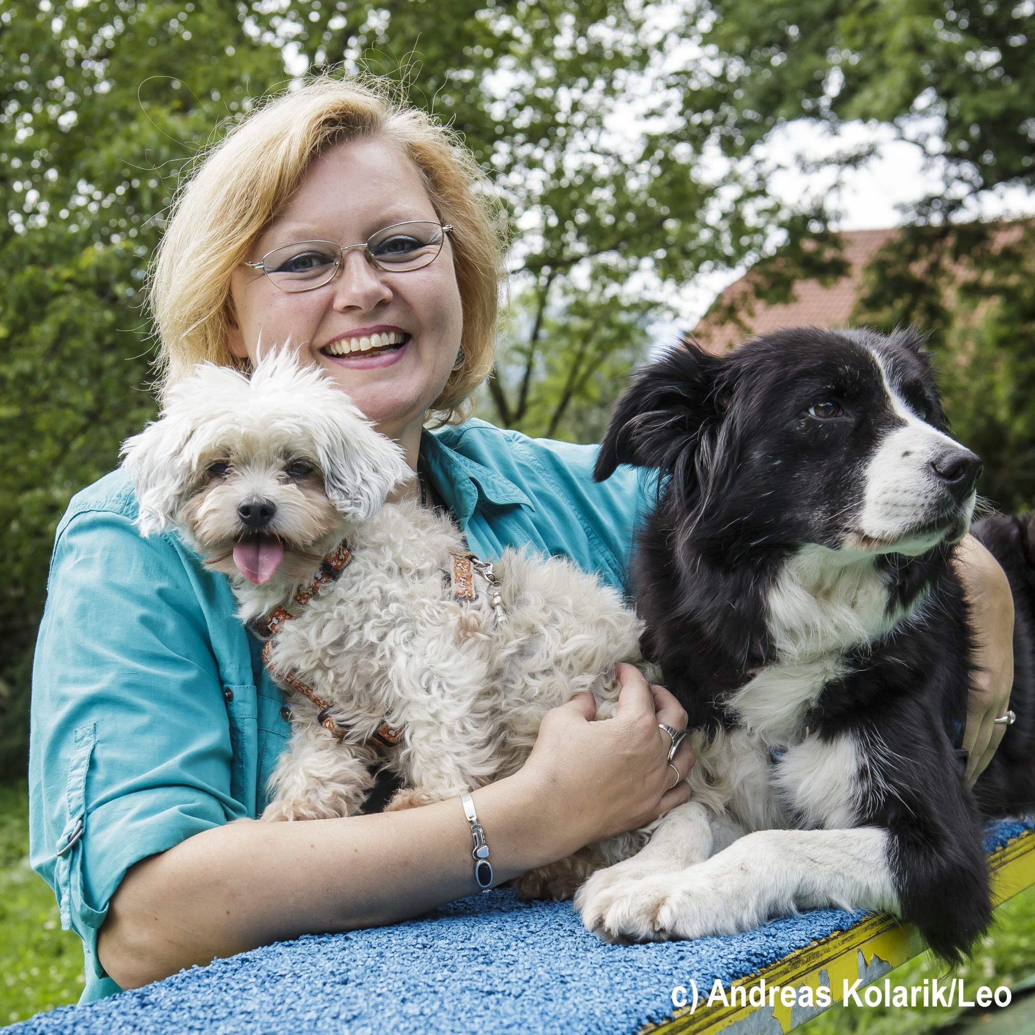 Karin Immler mit Maltester und Bordercollie